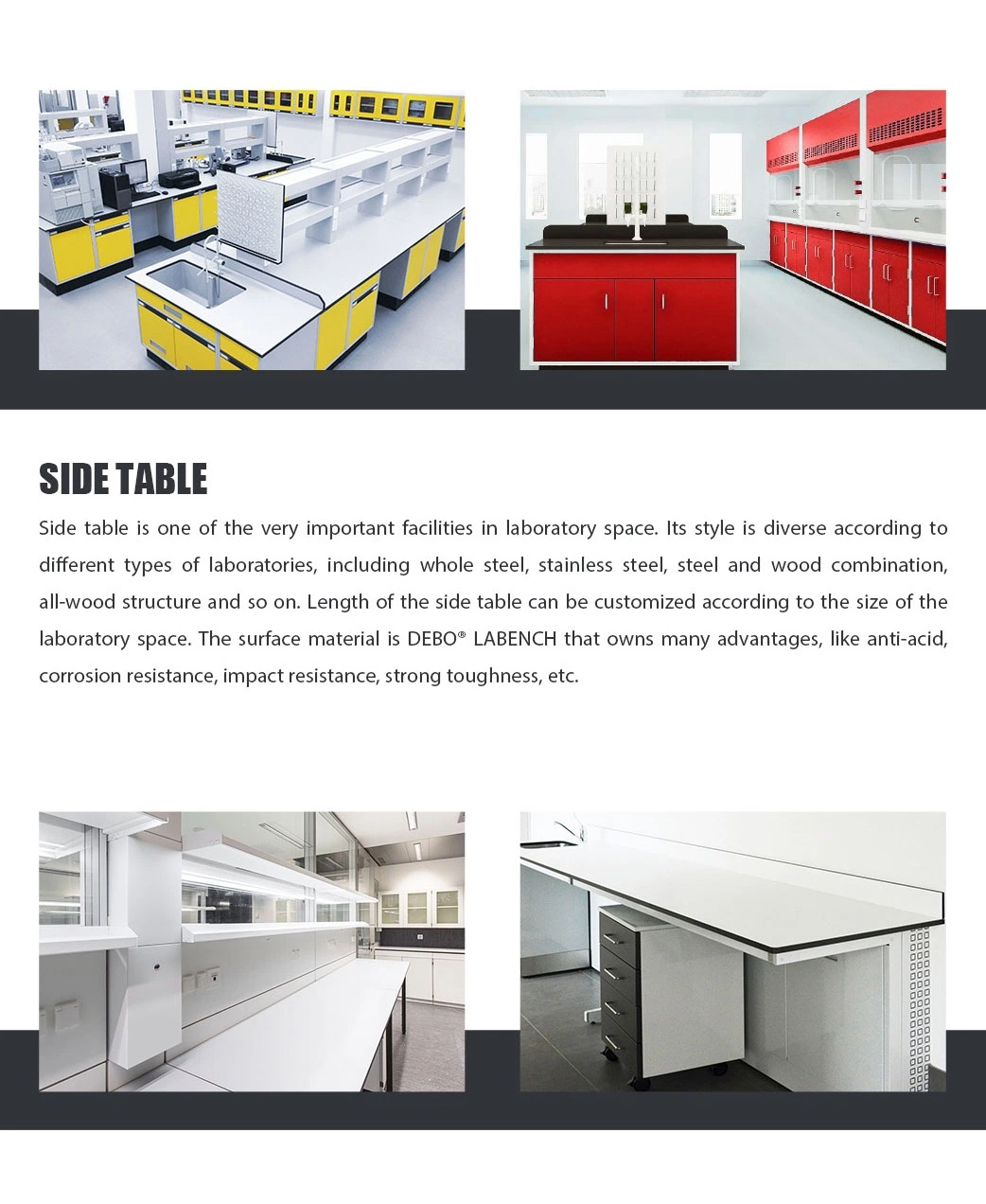 Various Colors Laboratory Furniture Worktop with 25mm Thickness