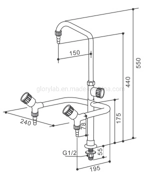 Triple Outlet Lab Faucet Lab Fitting for Chemical Laboratory