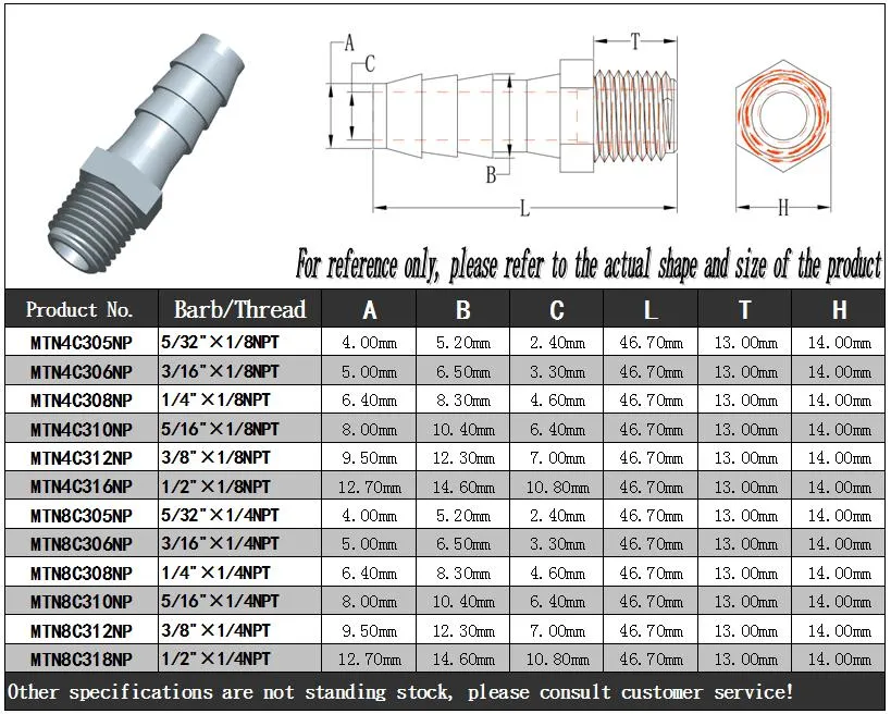 Plastic 3/4"NPT Male Threaded Adapter 1/2" Hose Barbed Union Black Pipe Fittings